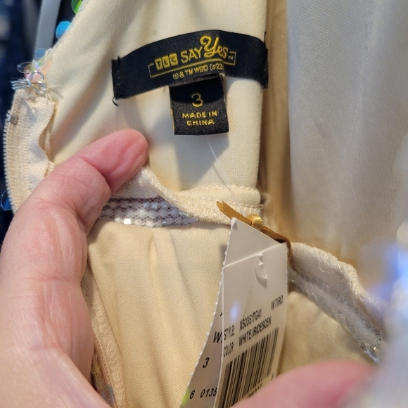 NWT TLC Say Yes Juniors All Over Sequin Tiered White Iridescent Dress - Picture 12 of 12